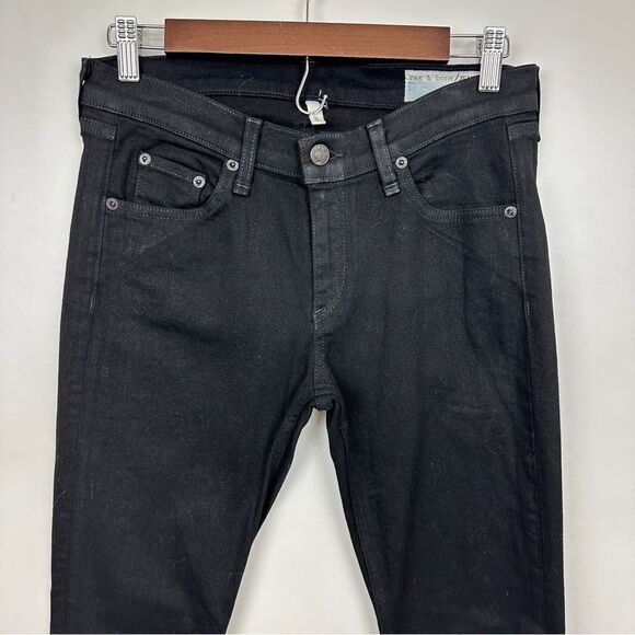 Rag & Bone Coated Black Mid Rise Skinny Jeans Size 29 - Picture 6 of 12